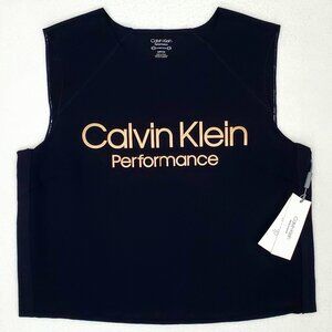 CALVIN KLEIN PERFORMANCE Womens Size S Black Athletic Cropped Stretch Tank Top